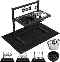 Vista 8 de Cuencos elevados con comedero lento para perros grandes y medianos, soporte elevado, ajustable y antideslizante con 2 cuencos de acero inoxidable