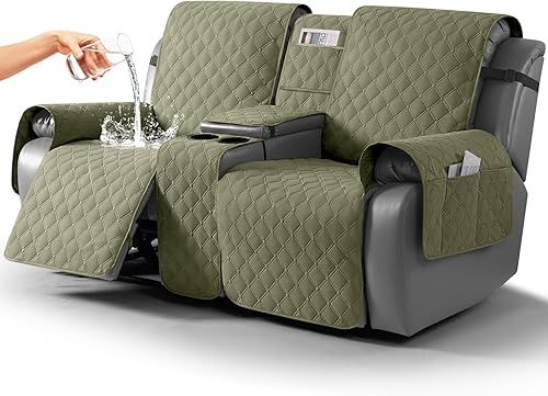 Vista 16 de TAOCOCO Funda para Sillón de Dos Plazas Reclinable 100% Impermeable con Consola Central, Funda de Sofá Reclinable Reversible para 2 Asientos