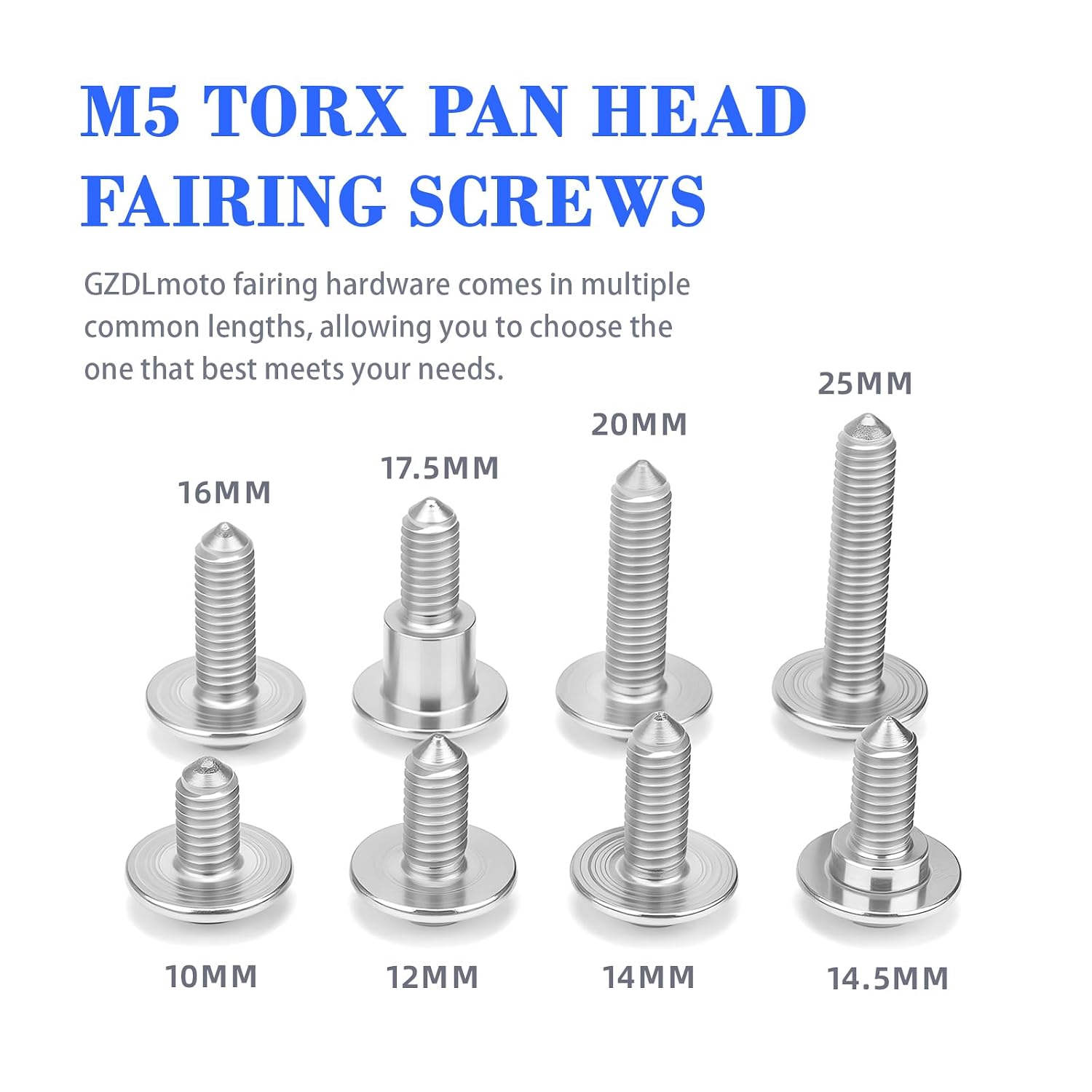 M5 Stainless Fairing Bolt Kit for BMW S1000RR R1200GS R1250GS | 12PCS M5 x 10-25mm stainless steel Torx pan head bolts for BMW fairing, windscreen & body panels
