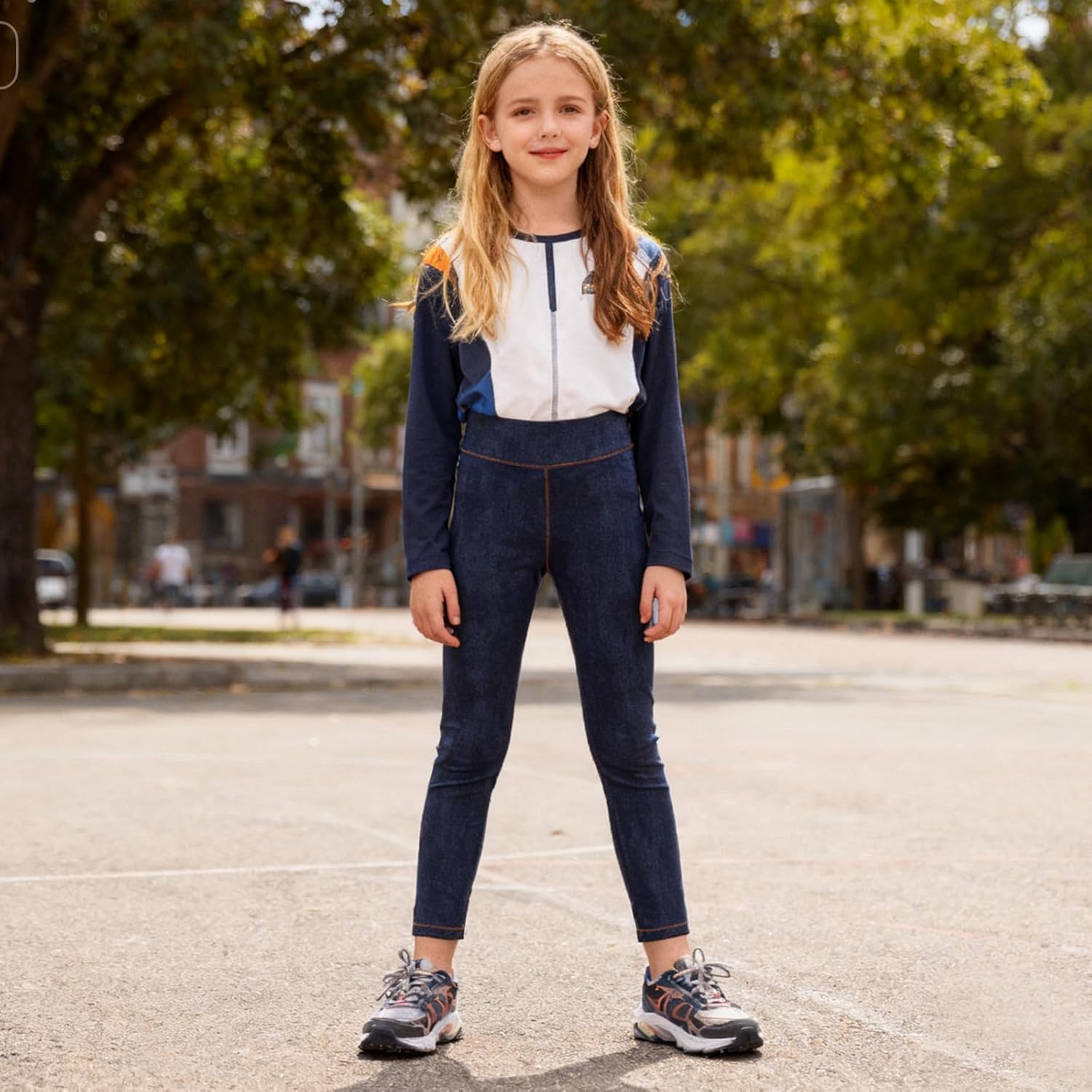 4 Pack Girls Jeggings Girls Imitation Denim Print Leggings Girl's Stretchy Pants Kids High Waist Slim Pants - Image 2