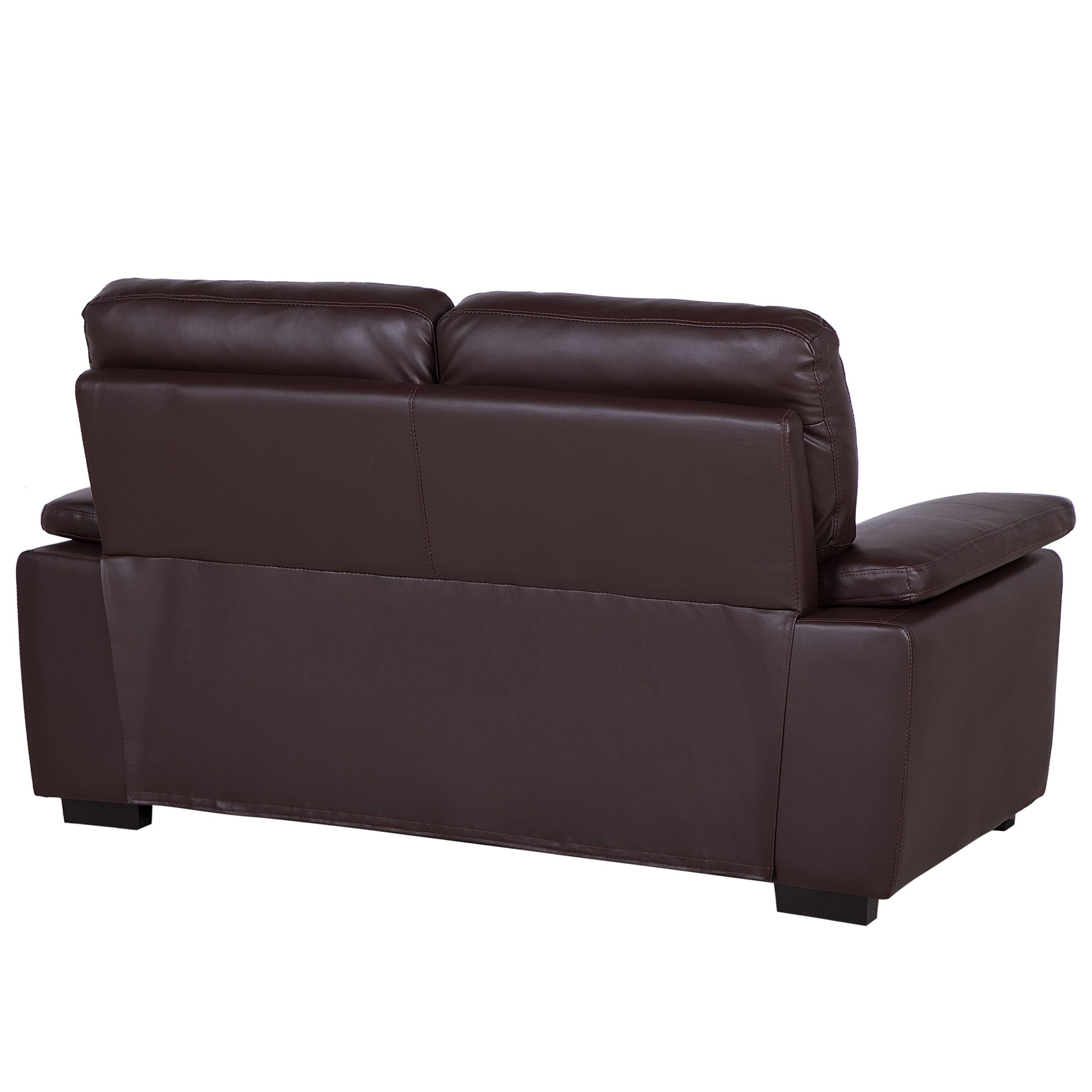 Beliani Canapé Fixe 2 Places en Cuir PU Marron pour Salon au Style Moderne