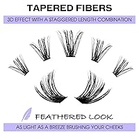 Vista 7 de Racimos de pestañas 60D/80D, extensiones de pestañas DIY, pestañas rizadas D, racimos de pestañas esponjosas, longitud mixta 12-16 mm, racimos