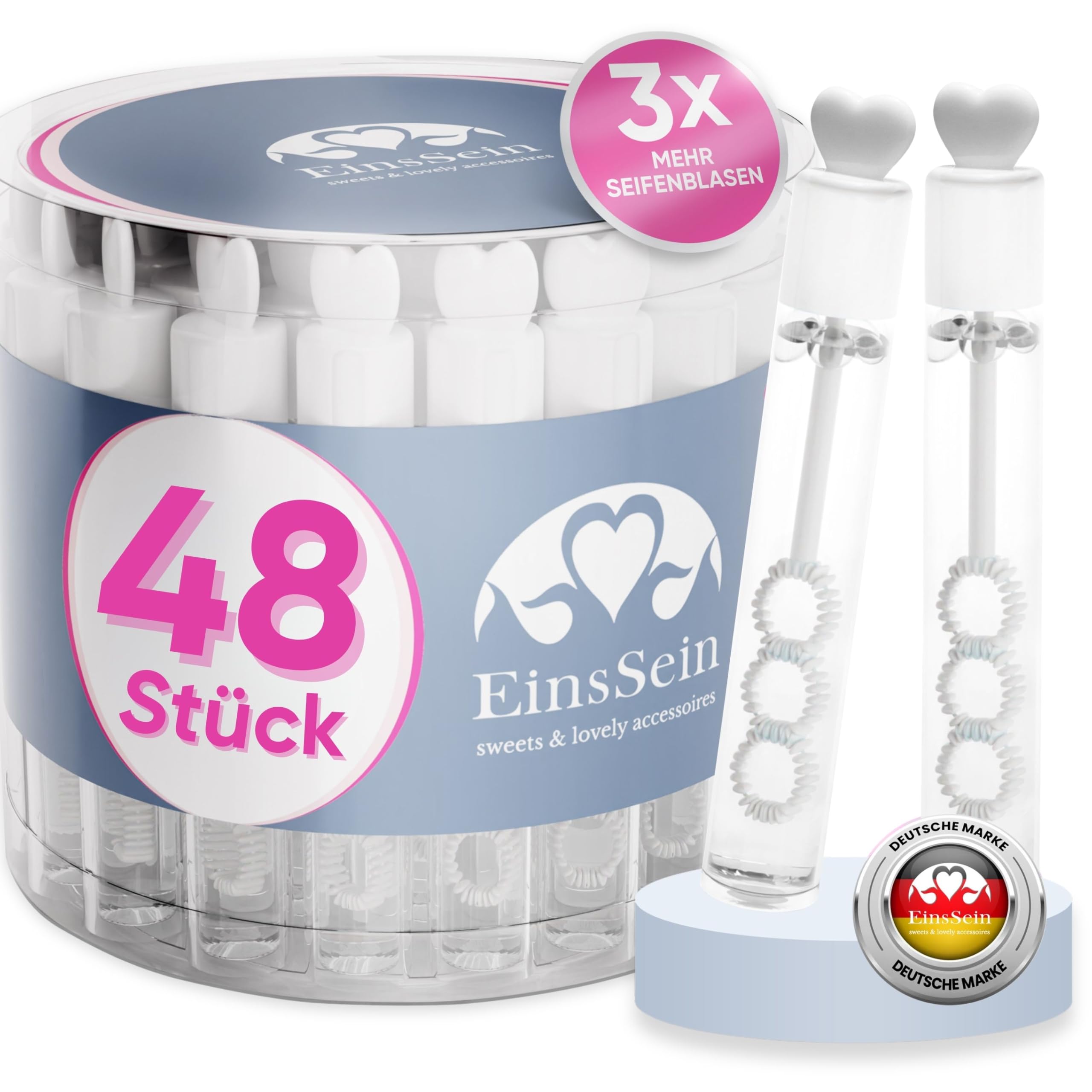 48x Wedding Bubbles White Love Tubes with 3D Heart Wand – Pre-Filled Mini Soap Bubble Bottles Party Favors for Wedding Guests Kids Baptism Birthday