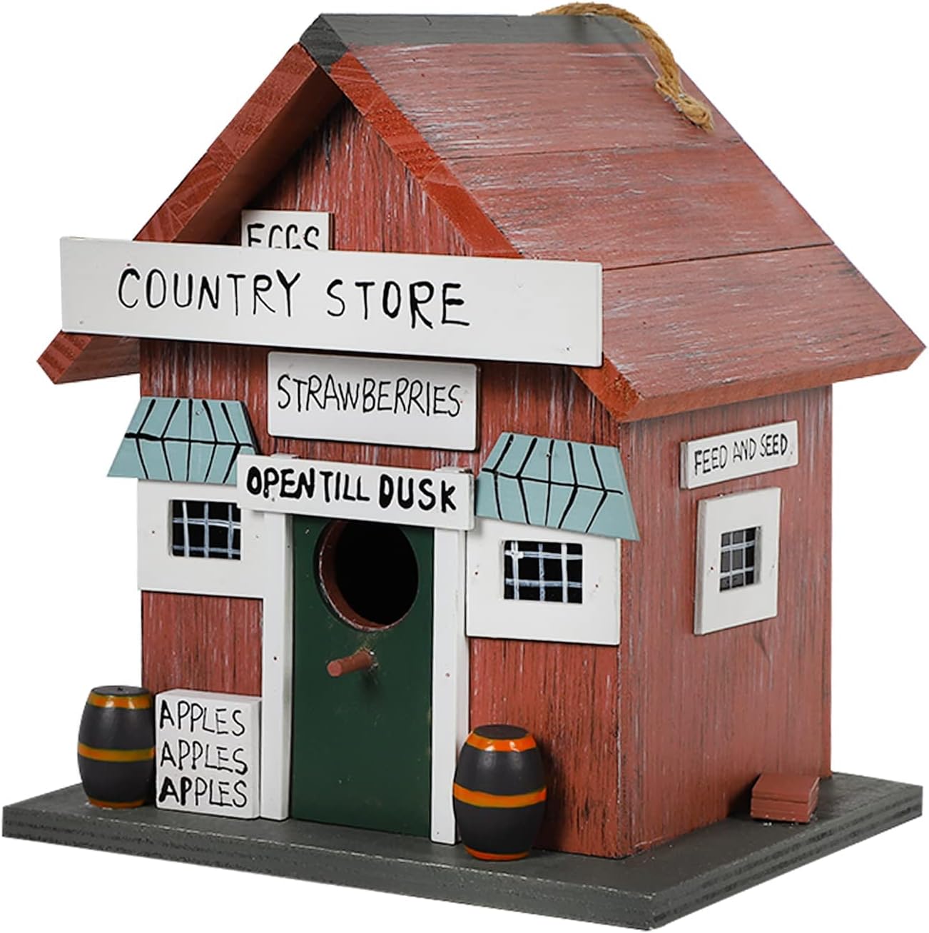 MorTime Wood Bird House, Retro Arts and Crafts Country Cottages Bird House, Woodland Cabin Birdhouse Outdoor Decor and Interior Wooden House Decor 2-in-1 (Wood)