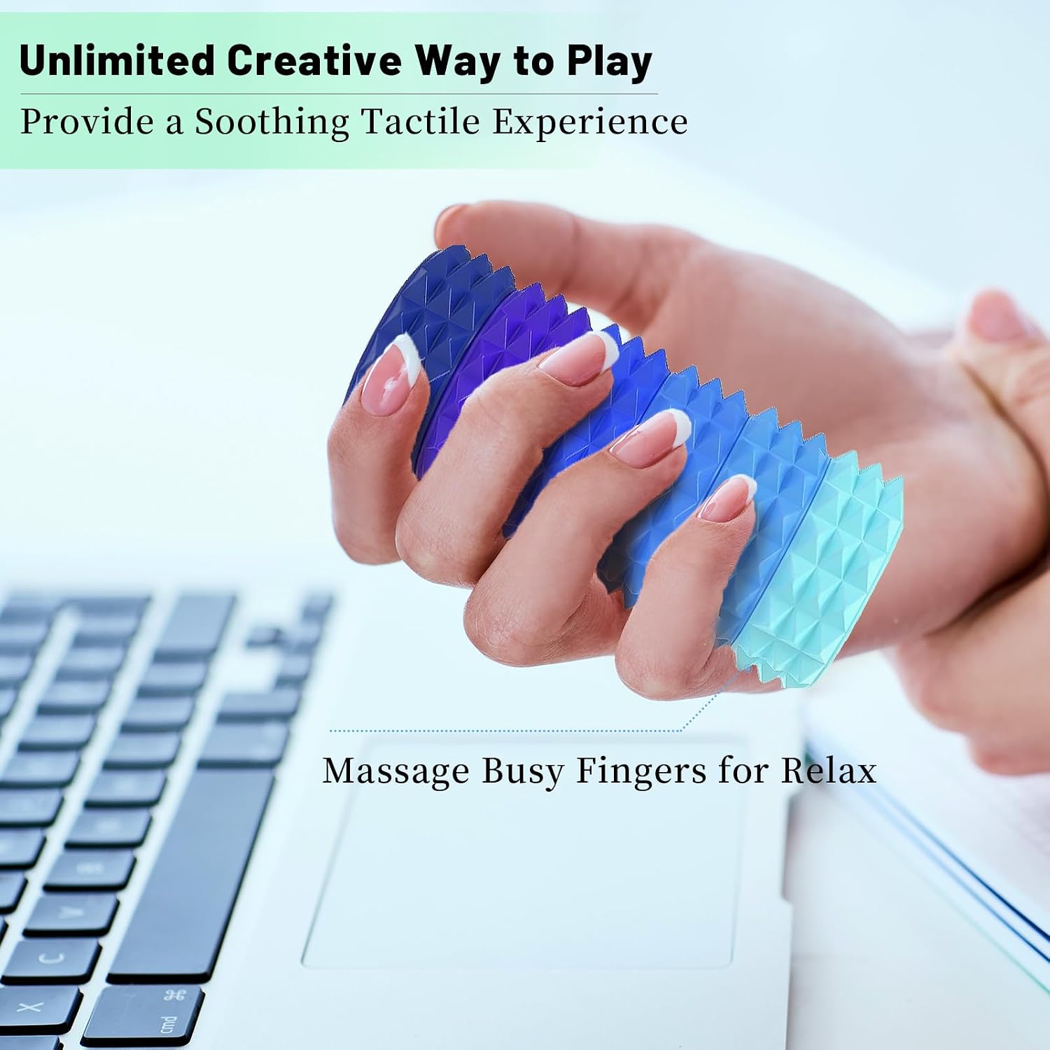 Fidget Toys Adults, 6 Pack Silicone Massage Roller Handheld for Stress Relief & Focus, Sensory Toys for Teens Kids with Autism ADHD Anxiety, Textured Quiet Fun Gift (Blue)