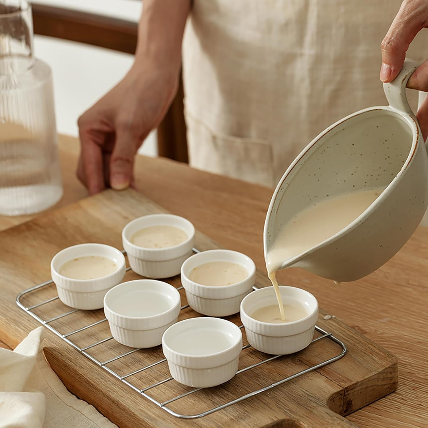 Ramekins 2 oz Oven Safe - Ceramic Creme Brulee Ramekins Set of 6, Small Desserts Baking Bowls, Porcelain Souffle Dishes Pudding Custard Cups, White Dipping Bowls - RAMEKIN DISH