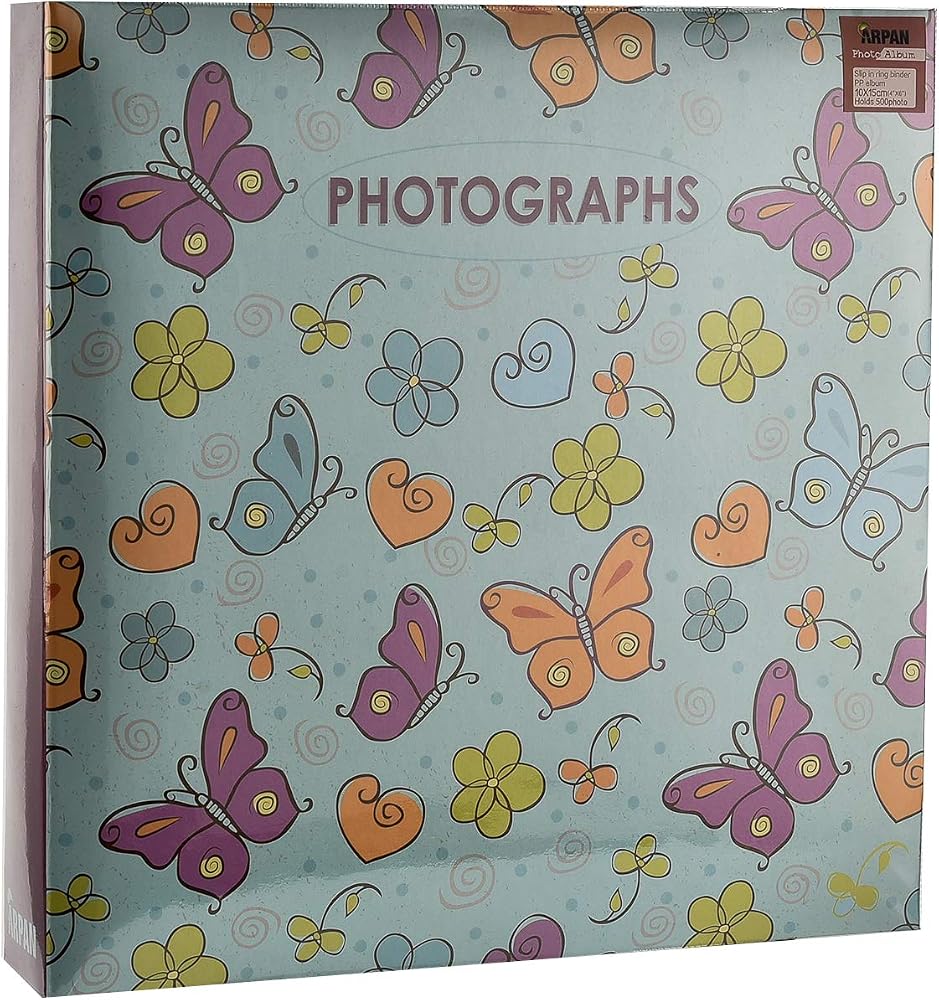 ARPAN Large Slip in Pockets 3-Ring Binder Album Holds 500 6x4'' Photos Wedding, Baby Birthday, Butterfly, 34 x 33 x 4 cm — 사진 1