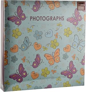 ARPAN Large Slip in Pockets 3-Ring Binder Album Holds 500 6x4'' Photos Wedding, Baby Birthday, Butterfly, 34 x 33 x 4 cm