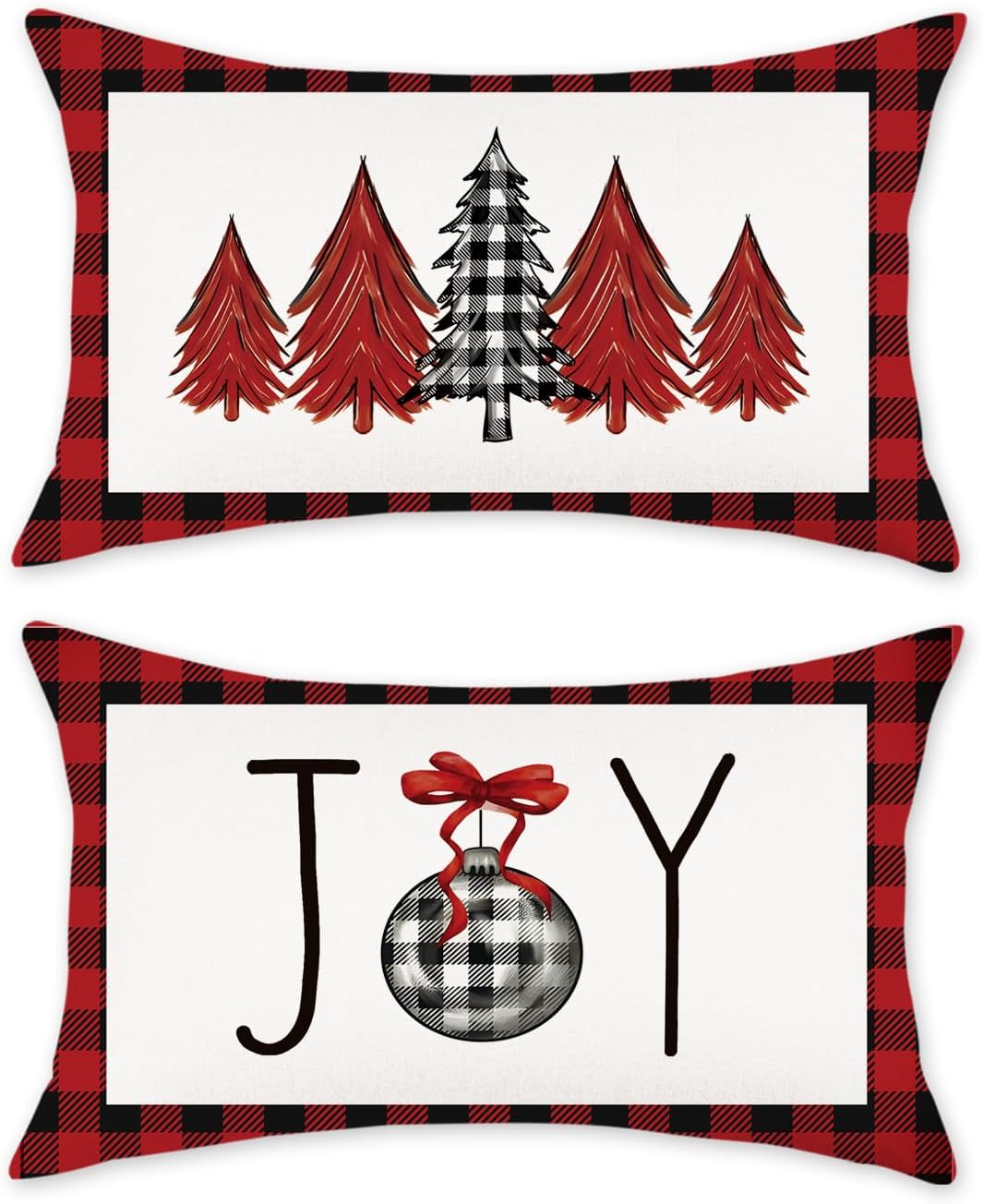 Amazon.com: TAJWE Christmas Pillow Covers 12x20 Inch Set of 2 Buffalo ...