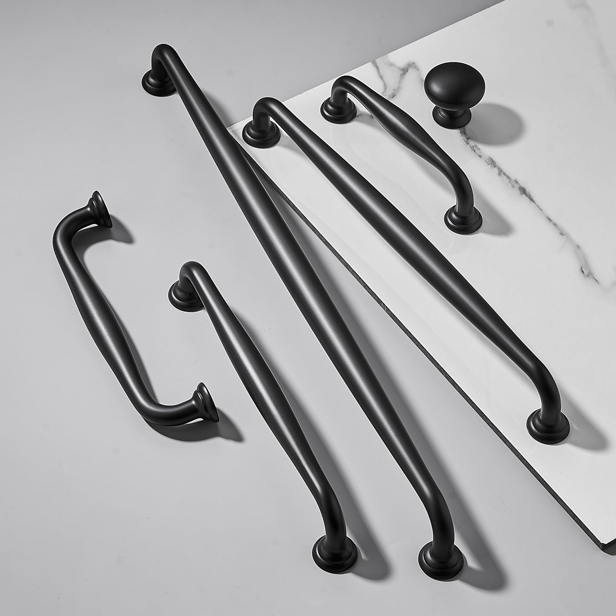 TUNNY Paquete de 10 pomos para gabinete, color negro mate para muebles de cocina, dormitorio, aparador, armario