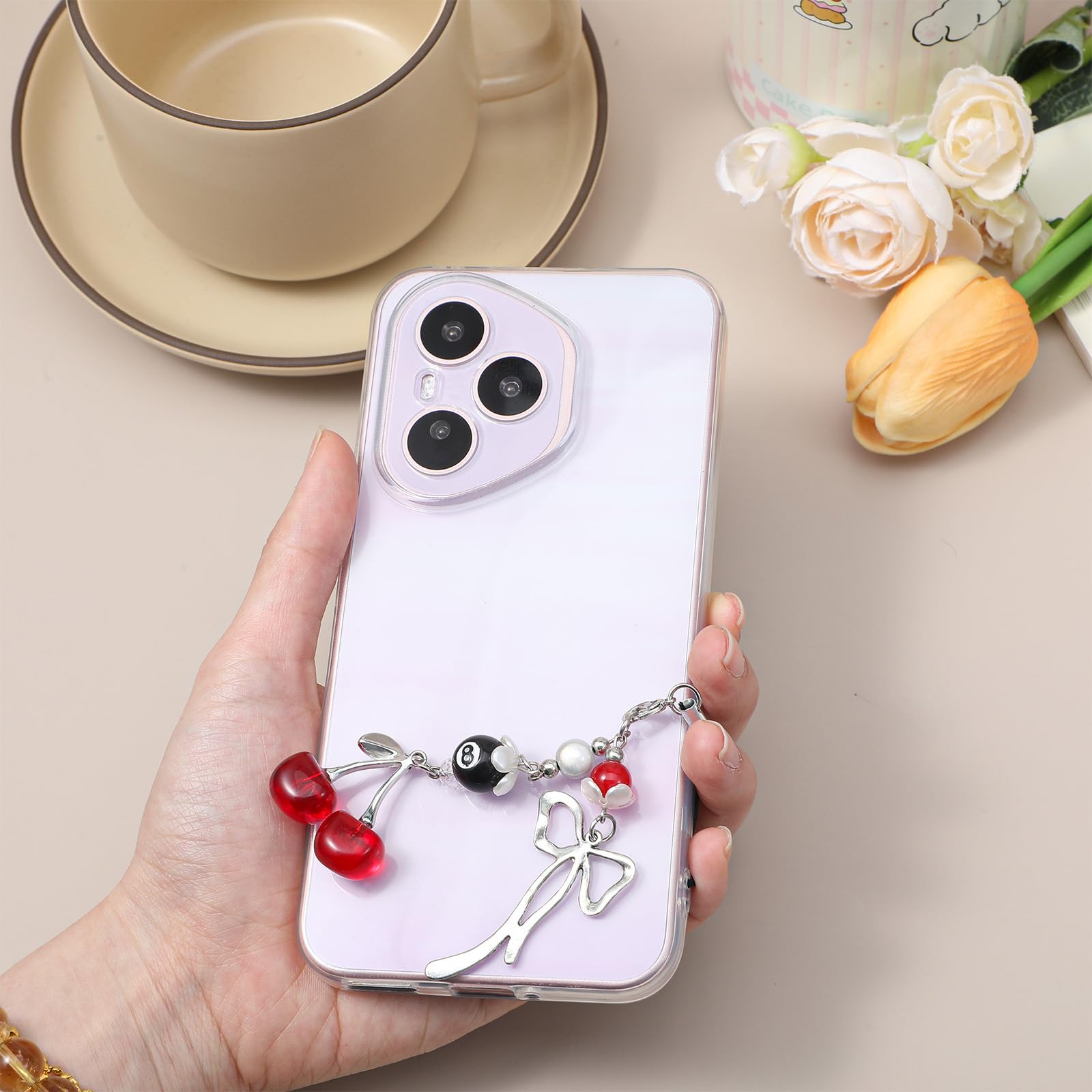 Lot de 2 breloques en forme de cerise pour téléphone portable, jolies breloques kawaii en métal rouge pour téléphone portable, accessoires esthétiques, chaîne Y2K pour décoration de sac et