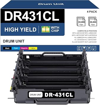 DR431CL / DR-431CL / DR431 Drum Unit Replacement for Brother MFC-L8900CDW L8610CDW, HL-L8260CDW L8360CDW L9310CDW, DCP-L8410CDW Printer 1-Pack