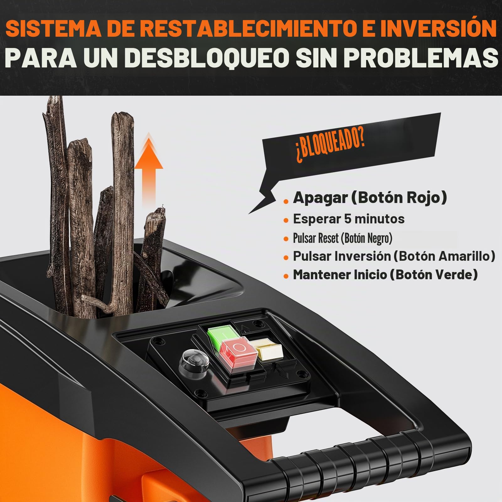DOVAMAN GT10 APEX Trituradora de Ramas, 2800W con Motor Brushless, Silenciosa, Hasta 45mm, Contenedor de 60L, Rodillo de 6 Dientes Ajustable, Protección contra Sobrecarga