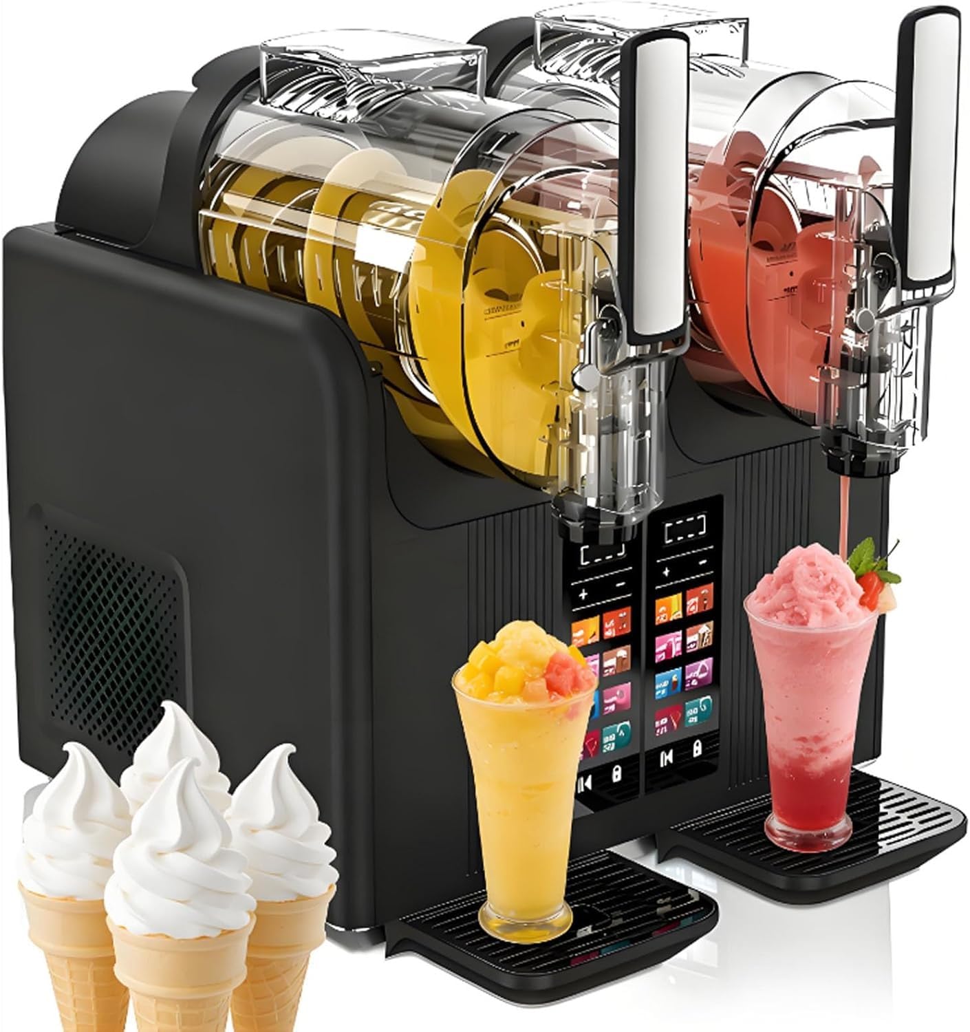 Machine à granita 2L (0,53 gal) à double réservoir, 7 programmes préréglés