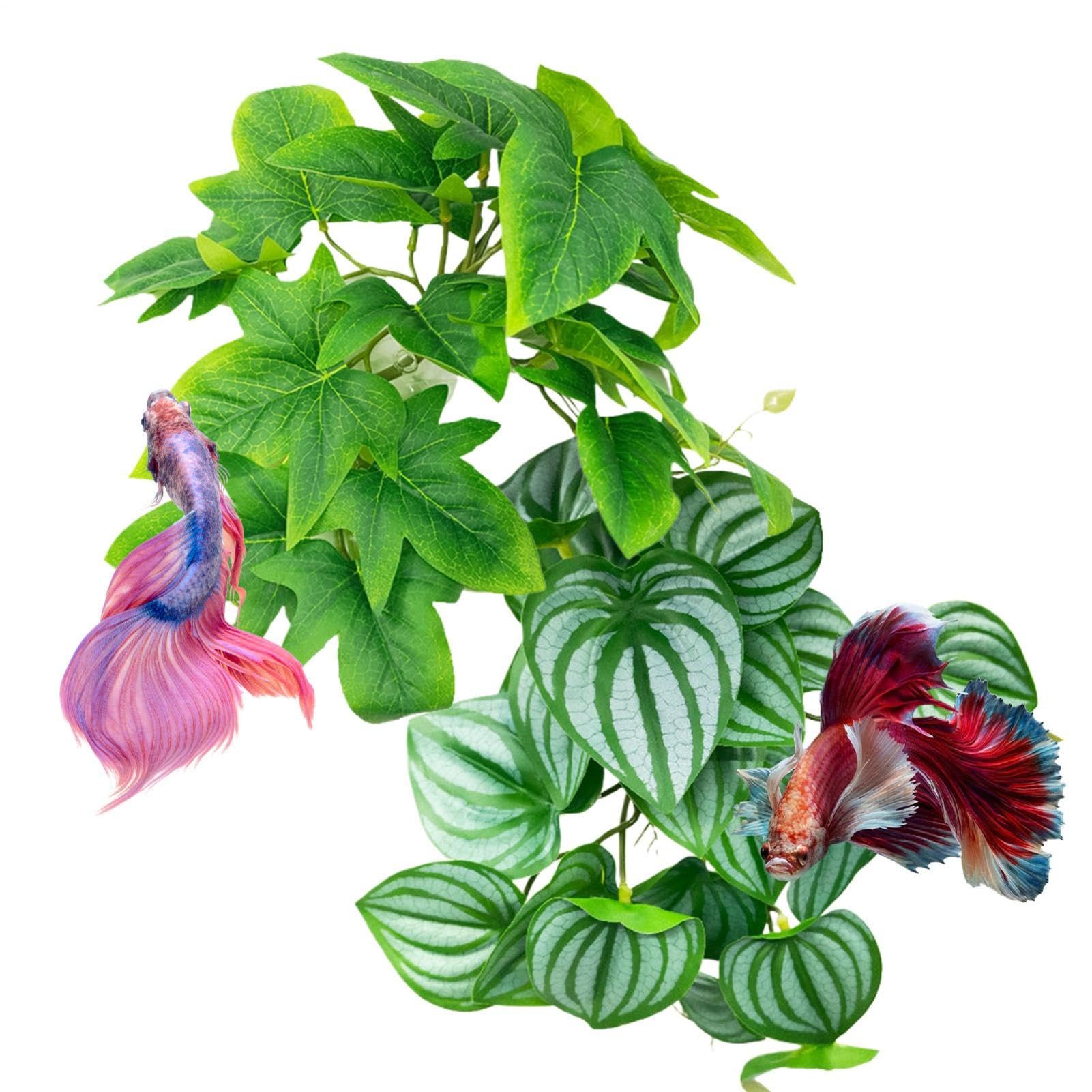 Plantas falsas para reptiles en pack de 2 decoraciones para terrarios y tanques