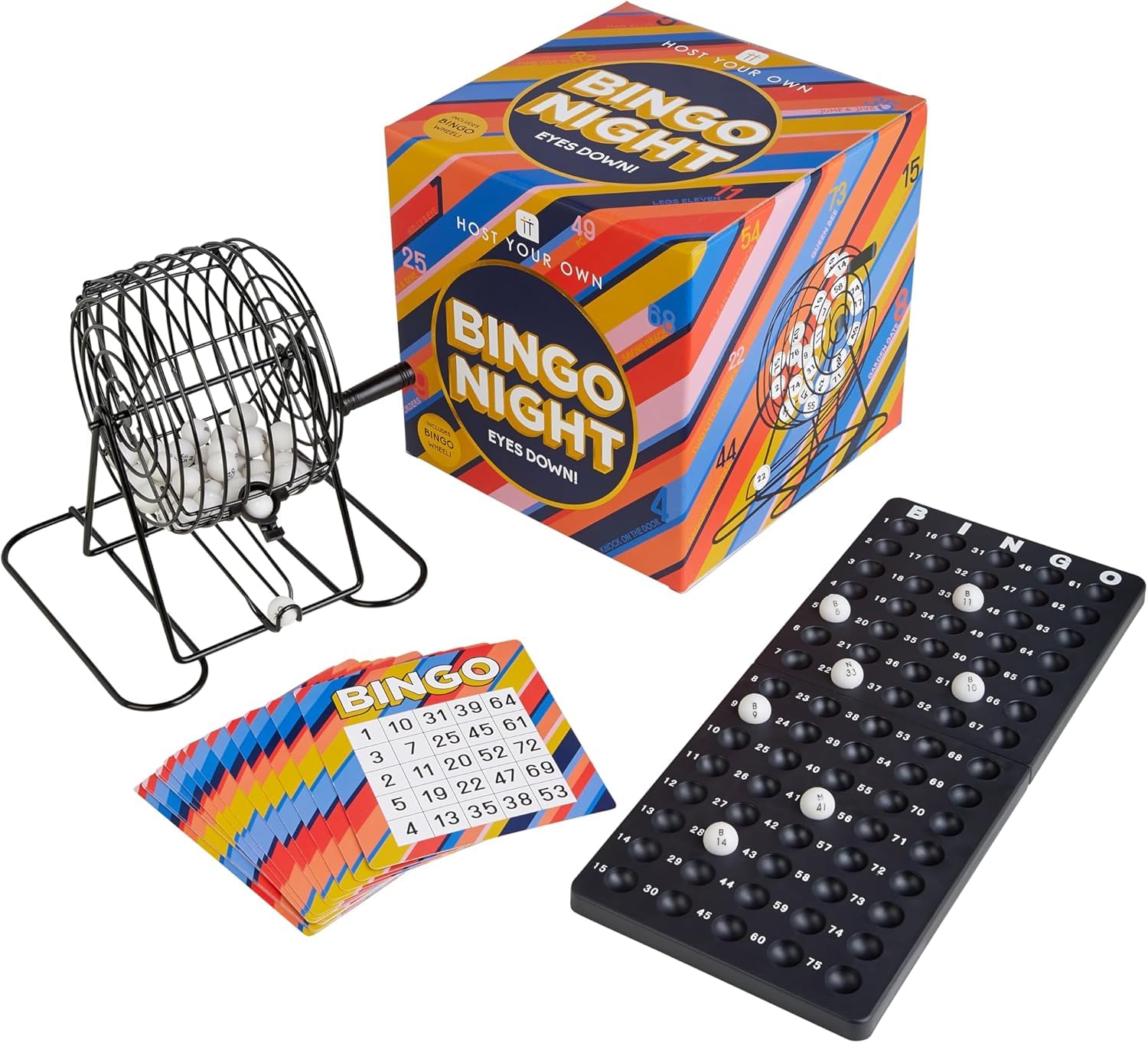 Classic Bingo Game Kit Host Your Game Night Holds Metal Bingo Wheel Machine For Adults, Kids, Family Fun, After Dinner, Christmas, Gift