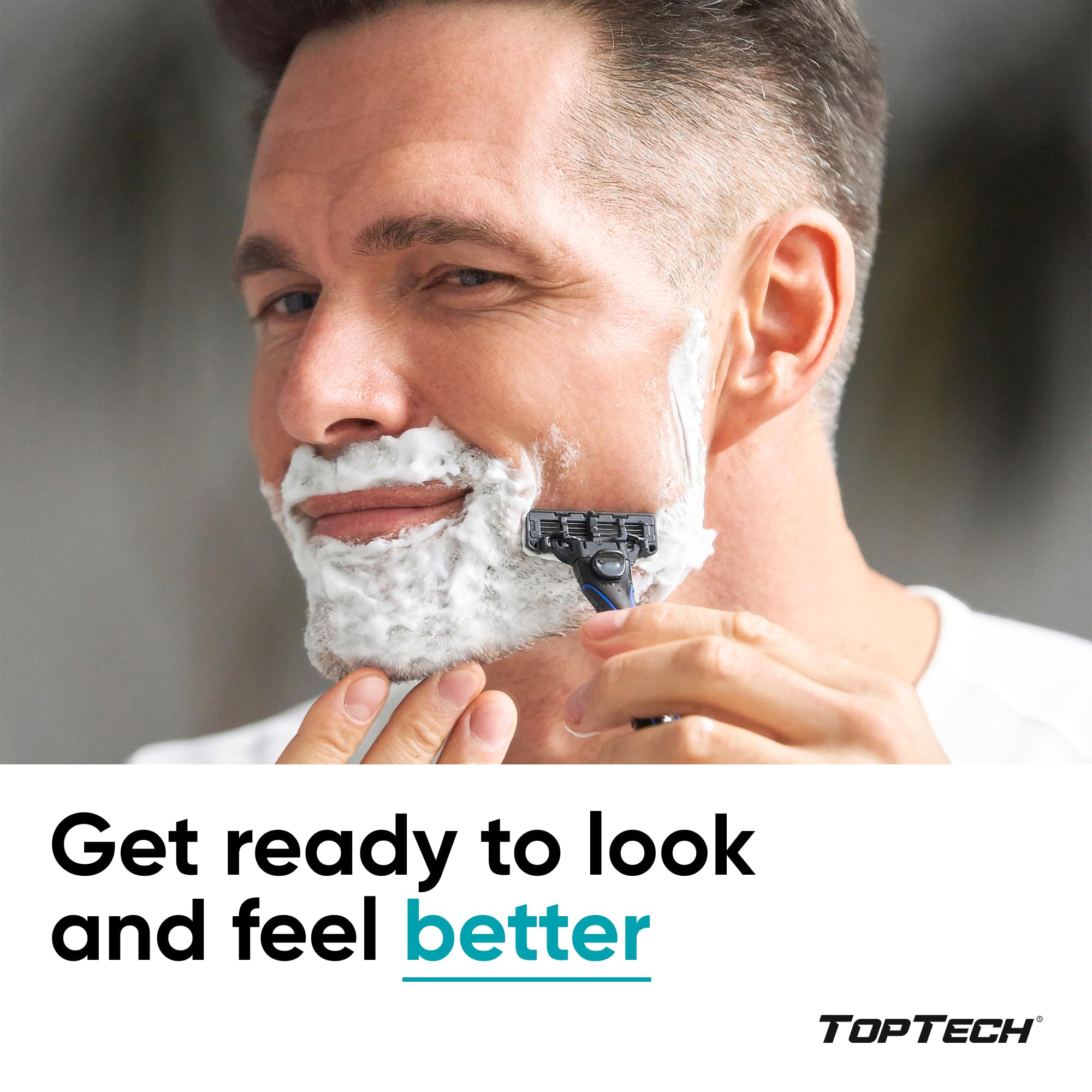 TopTech Razor 3 for Men - Replaceable Cartridges for Shaving Razor - 3 Blade Technology Refills - 4 Count Pack - Fits Gillette Mach3 - Soft Shave & Sharp Blades - Cost-effective Refill