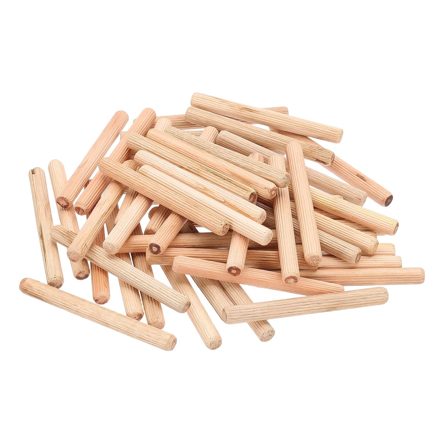 MECCANIXITY Wooden Dowel Pins 3/8" x 1-3/8" (10mm x 35mm) Straight Dowel Rods Wood Fluted Dowels Rods for Crafts Furniture DIY Hardwood Count 100