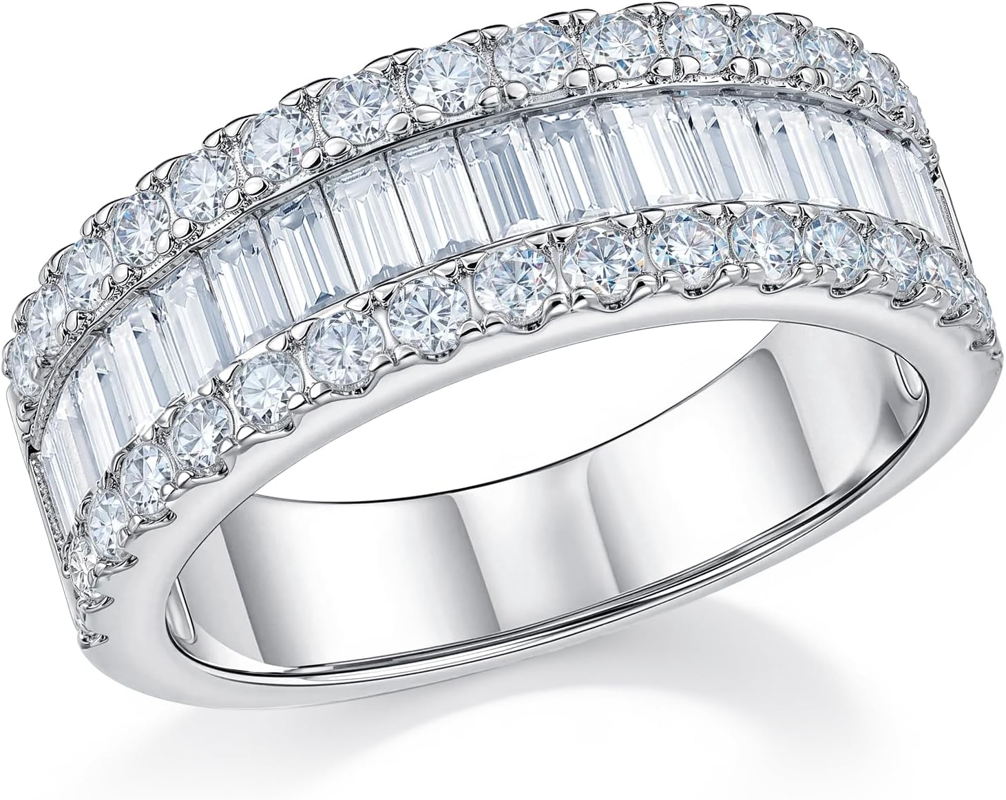Newshe Jewellery Moissanite Rings for Women 925 Sterling Silver Wedding Bands Eternity Ring Emerald Promise Engagement Size 5-10