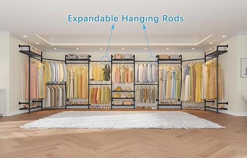 Miniatura 3 de Timate Perchero de ropa en forma de L L4 resistente para colgar ropa, perchero industrial expandible para ropa de tubería industrial montado en la