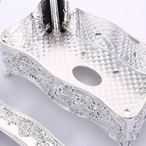 Miniatura 6 de Caja de pañuelos Servilleteros Material Acrílico Oro Europeo Plata para Cómoda Decoración de Baño Dispensador de Tejidos para el Hogar Baños