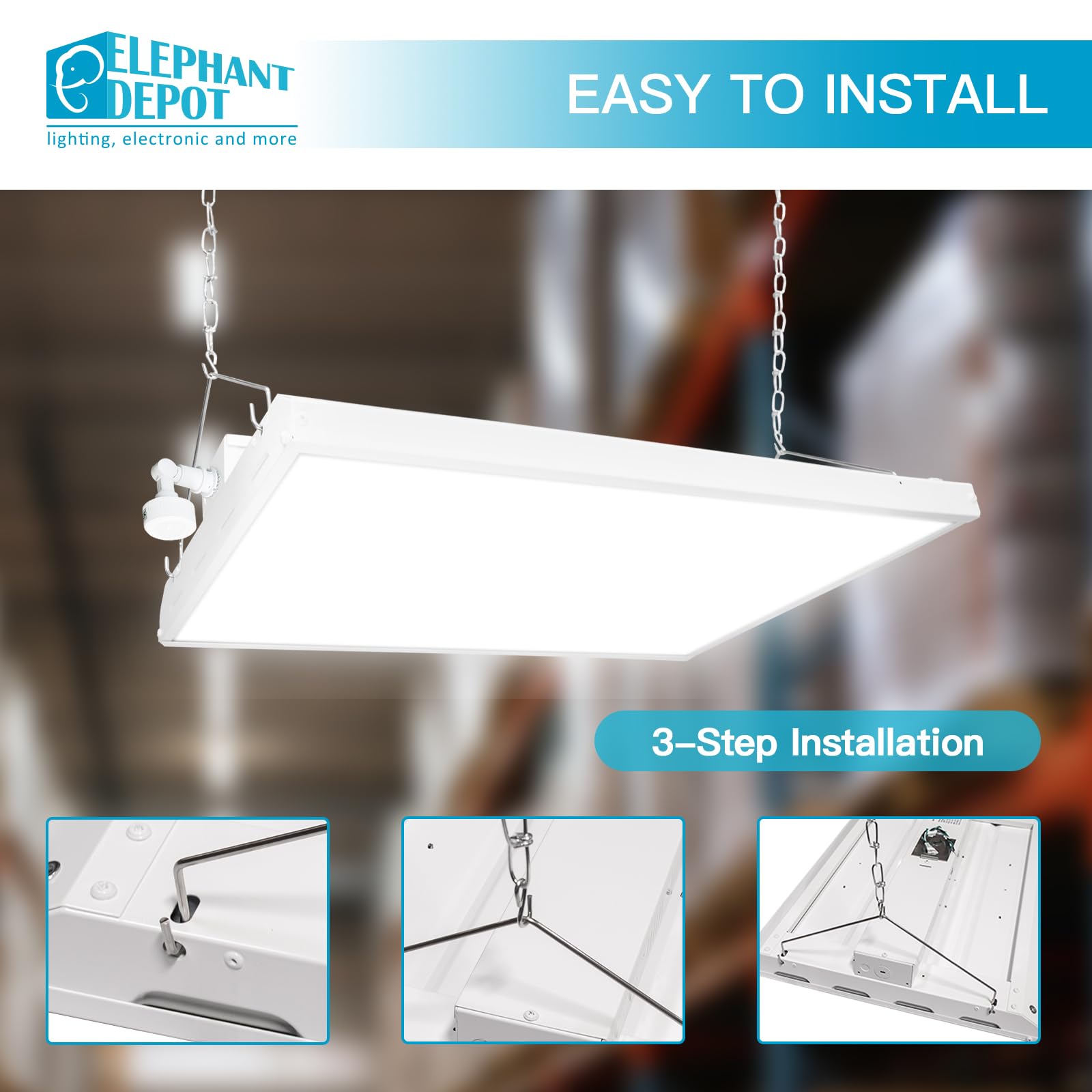 4FT 1000-Watt Equivalent LED Linear High Bay Shop Lights with Motion Sensor 300W 40500LM 135LM W 5000K High — view 5