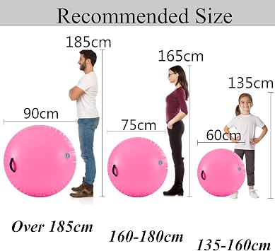 LSLIFE Air Roller Inflatable Gymnastics Tumbling Barrel, Roll Barrel with Air Pump 60/75/90cm Thick 100cm Long Backbend Trainer Handspring Mat for Gymnastics Yoga Training