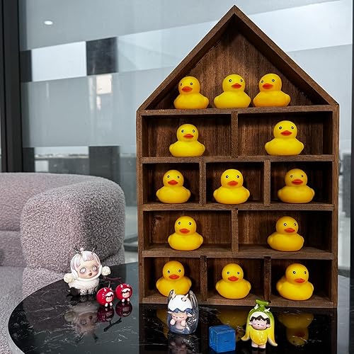 Miniatura 2 de TANG SONG Caja de almacenamiento organizadora de 11 piezas en forma de casa de madera con forma de casa (marrón oscuro)