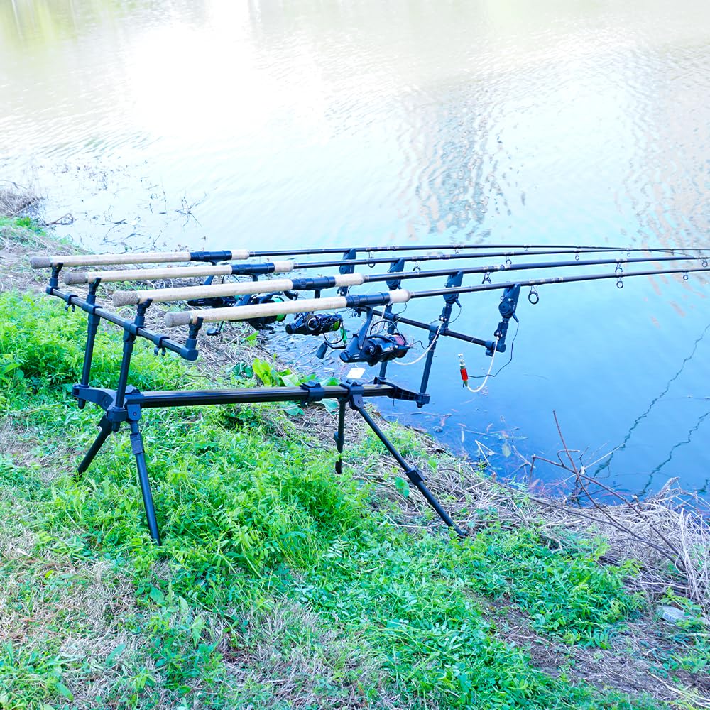 Rutenhalter Rod Pod für 4 Ruten – Aluminium Angelständer mit Transporttasche zum Karpfenangeln