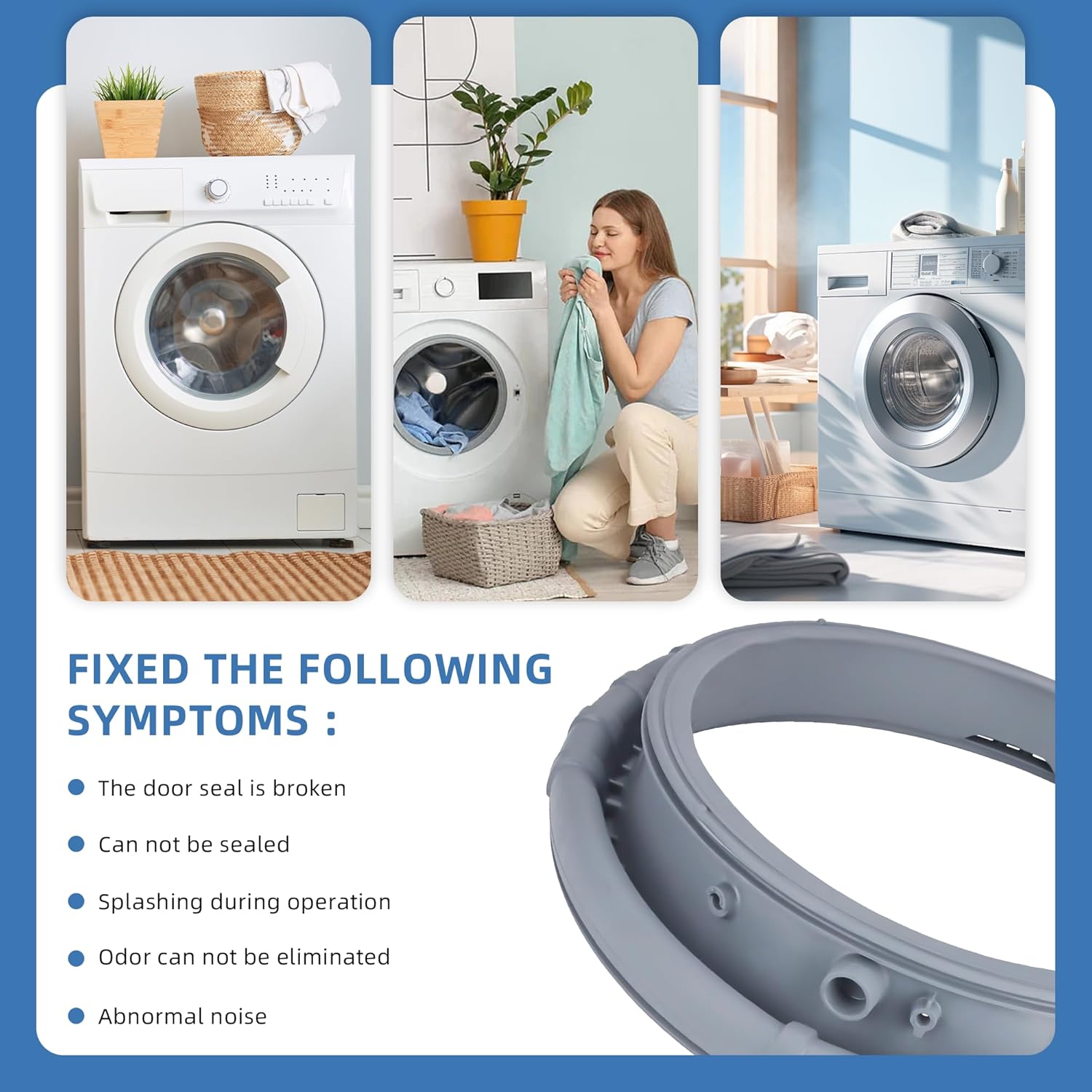 DC64-02805A Washer Door Seal Fit for Sam-sung Washer Door Seal Model WF393BTPARA/A2 WF395BTPASU/A2 WF395BTPAWR/A2 WF405ATPAWR/A2 Front Load Inlet, Replaces 2813214 PS4211765 by AMI PARTS