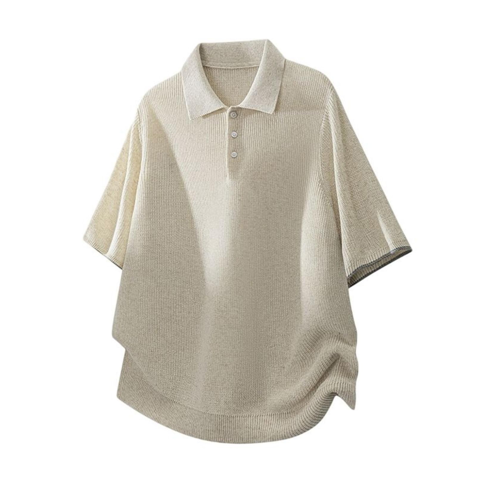 Polo de manga corta de nailon para hombre, ajuste holgado, para oficina, viajes, uso diario