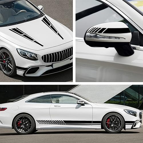 Miniatura 3 de 6 piezas de calcomanías personalizadas para el espejo retrovisor con diseño de rayas de vinilo, accesorios adecuados para todos los vehículos, SUV,