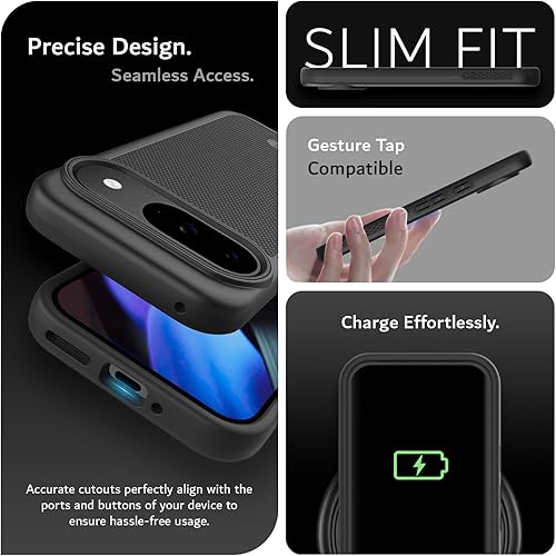 Vista 103 de TUDIA MergeGrip - Funda para Google Pixel 7a 2023, [probada en caídas de grado militar] borde elevado para protección de pantalla y cámara, doble