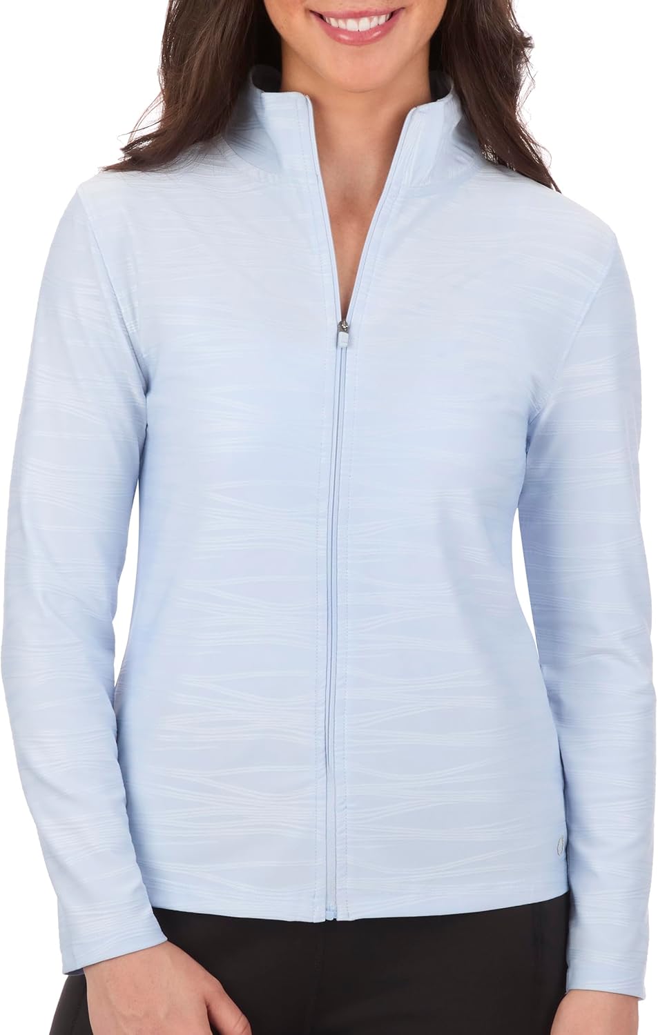The American Outdoorsman Womens Pintuck Jacquard Quick Dry Textured Long Sleeve Full-Zip Top