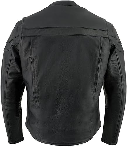 Miniatura 2 de Milwaukee Leather LKM1725 - Chaqueta deportiva de cuero negro para motocicleta con ribete reflectante