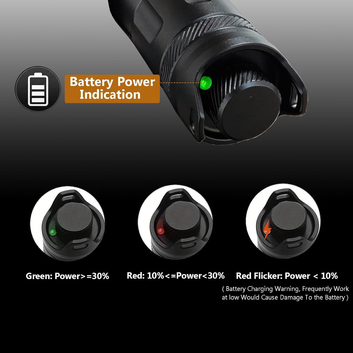 Spale 700+ Yards Green Flashlight with Quiet Dimmer Switch & Battery Power Indicator, Zoomable Green Light for Hunting