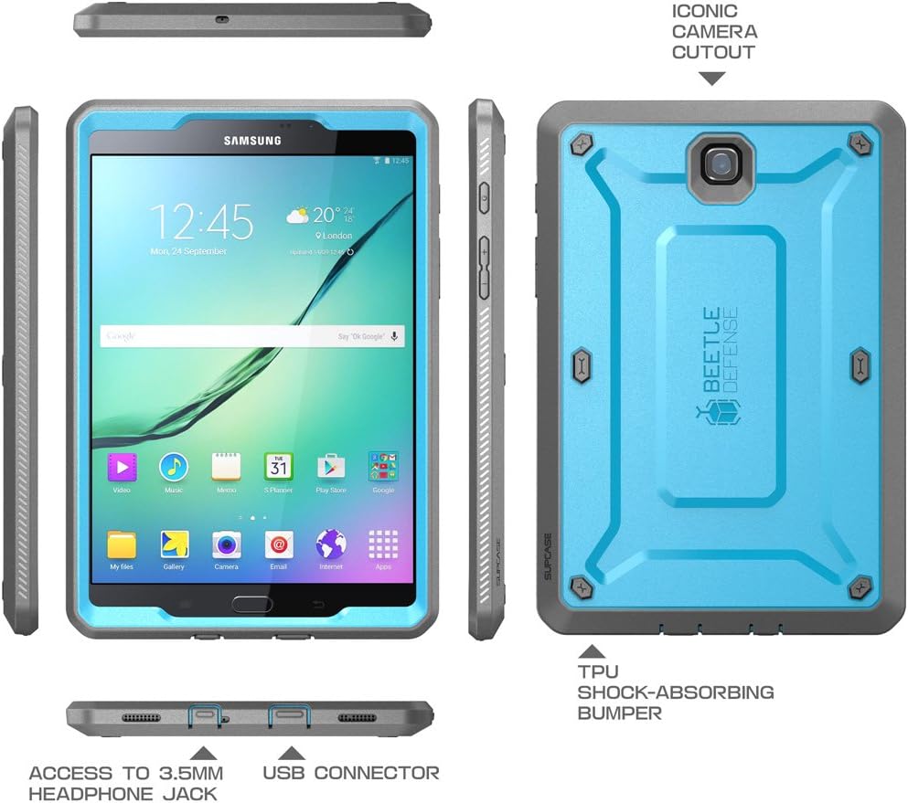 Galaxy Tab S2 9.7 Case, SUPCASE Heavy Duty Case for Samsung Galaxy Tab S2 9.7 Tablet Unicorn Beetle PRO Series Rugged Hybrid Protective Cover w/Builtin Screen Protector Bumper (Blue/Black)