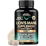 Lions Mane Supplement Capsules - Organic Lions Mane - Made in USA - Fruiting Bodies Extract - 1200 mg, 25% Polysaccharides - Memory & Focus Support - As Lions Powder - 120 Capsules, 2 Month Supply