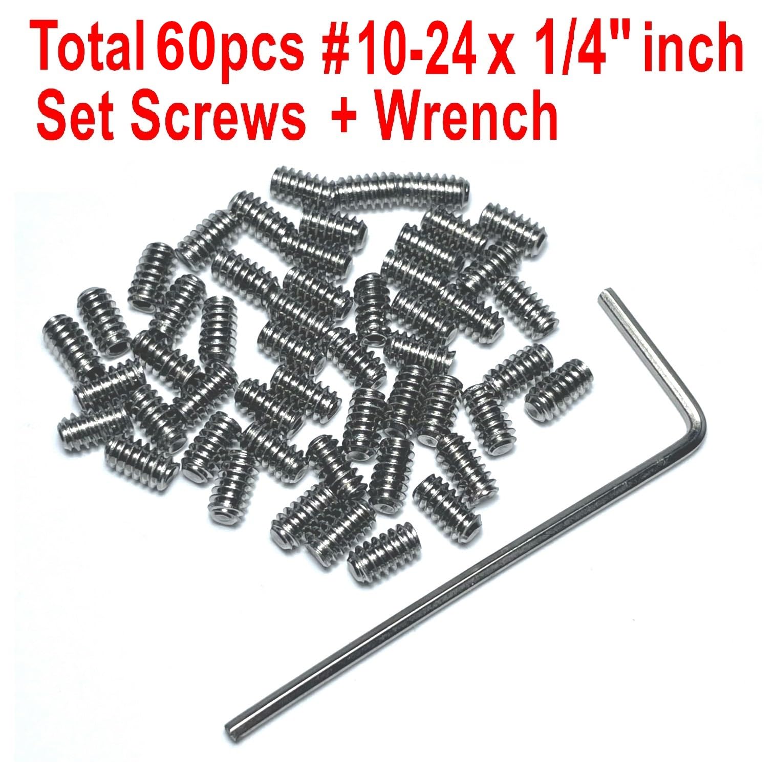 Amazon | ZDingTech 60個セットネジ 10-24 x 1/4インチ 304 ステンレス