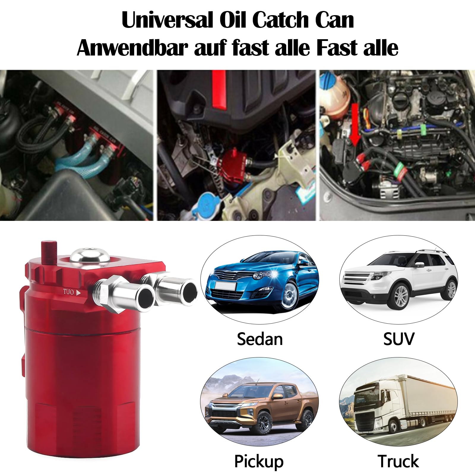 Récupérateur Huile Moteur, 350ML Universel Oil Catch Can Récupération Des Vapeurs D'huile Alliage D'aluminium Des Accessoires Auto Moteur Réservoir De Stockage D'huile Avec Tuyau De Filtre à Air