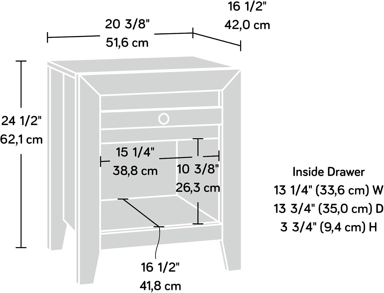 Sauder Dakota Pass Night Stand, Craftsman Oak finish