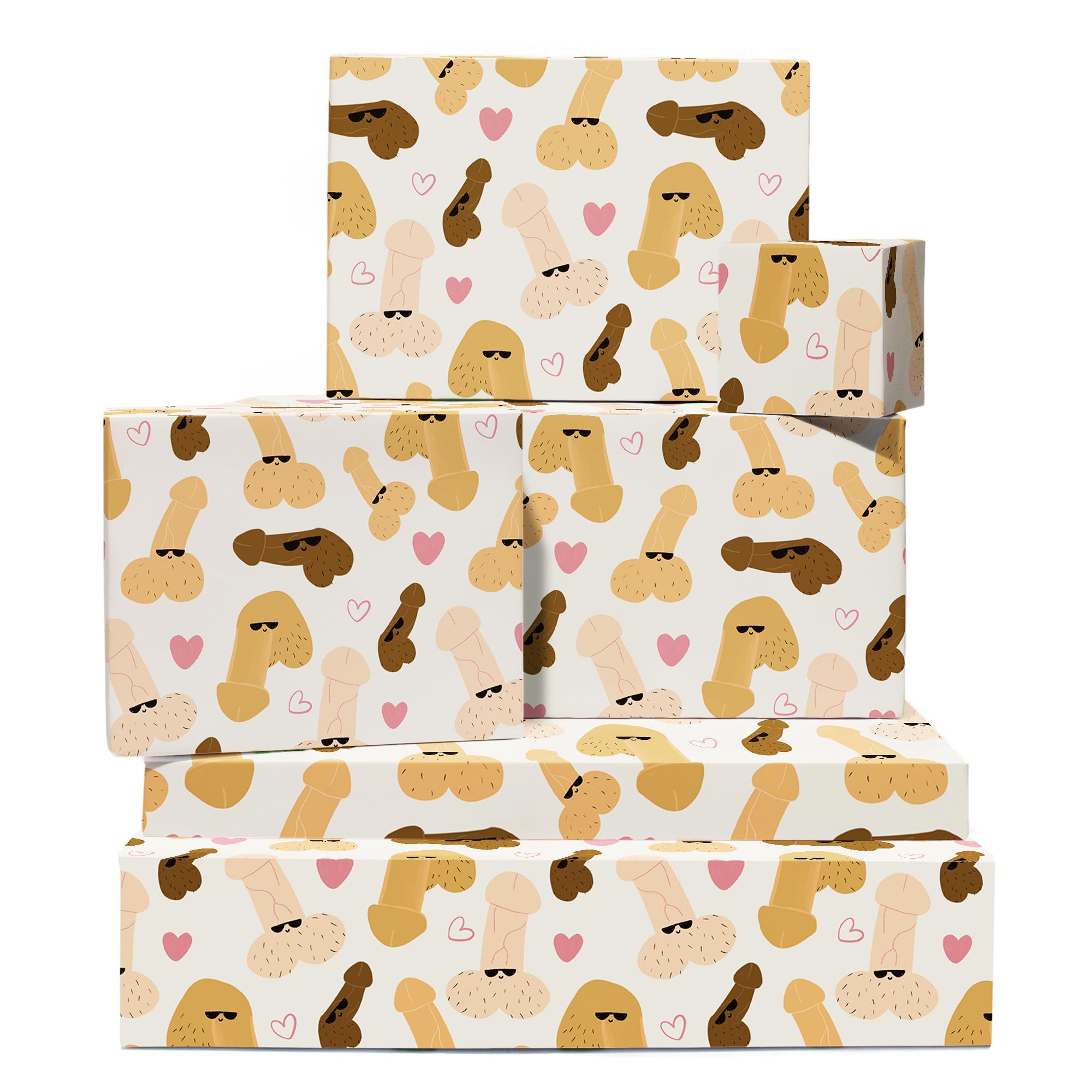 Funny Wrapping Paper For Men Women Friends Gag Gifts - 6 Sheets Of Hen Do Gift Wrap - Rude Valentine's Day Anniversary Wrapping Paper - Recyclable - By Central 23
