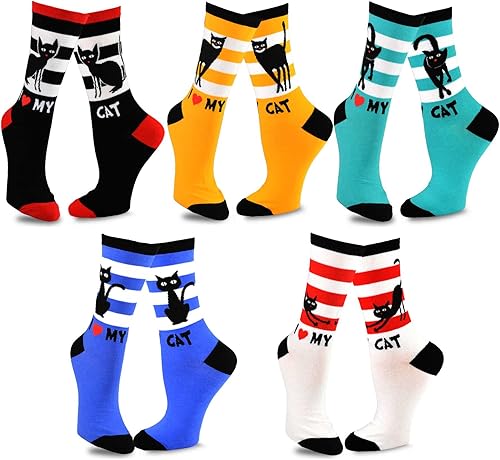 Miniatura 2 de Teehee - Calcetines divertidos para amantes de los gatos y los perros, novedosos con música, hasta la rodilla, corte bajo, multipar de tobillo para