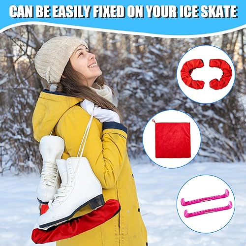 Miniatura 7 de Qchengsan Juego de protectores de patinaje y toalla, juego de regalo para patinaje sobre hielo, protectores de patinaje sobre hielo, fundas de hoja