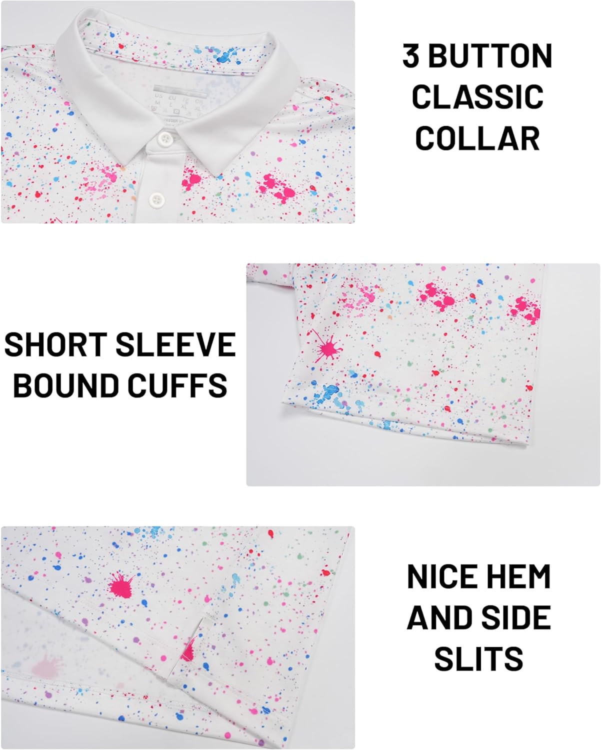 MAGCOMSEN Mens Golf Shirt Short Sleeve Dry Fit Moisture Wicking Golf Polos Casual Performance Print Collared Shirt Men - Image 6