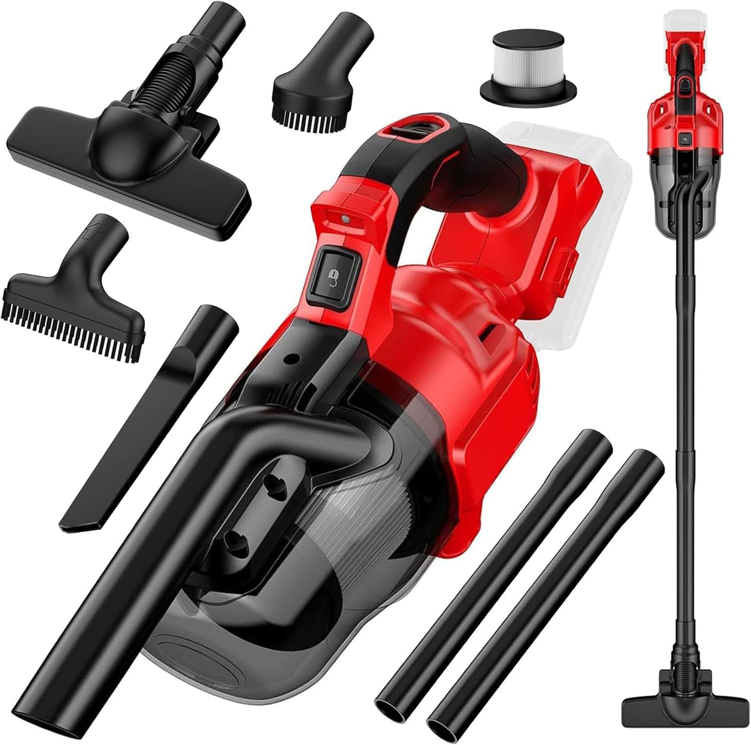 Cordless Vacuum Cleaner for Milwaukee M18 Battery, 5 in 1 Cordless Vacuum with 500W Brushless Motor Max 18000r/Min，50CFM 100AW Handheld Vacuum Cordless for Floor, Carpet, Car，Furniture(No Battery)