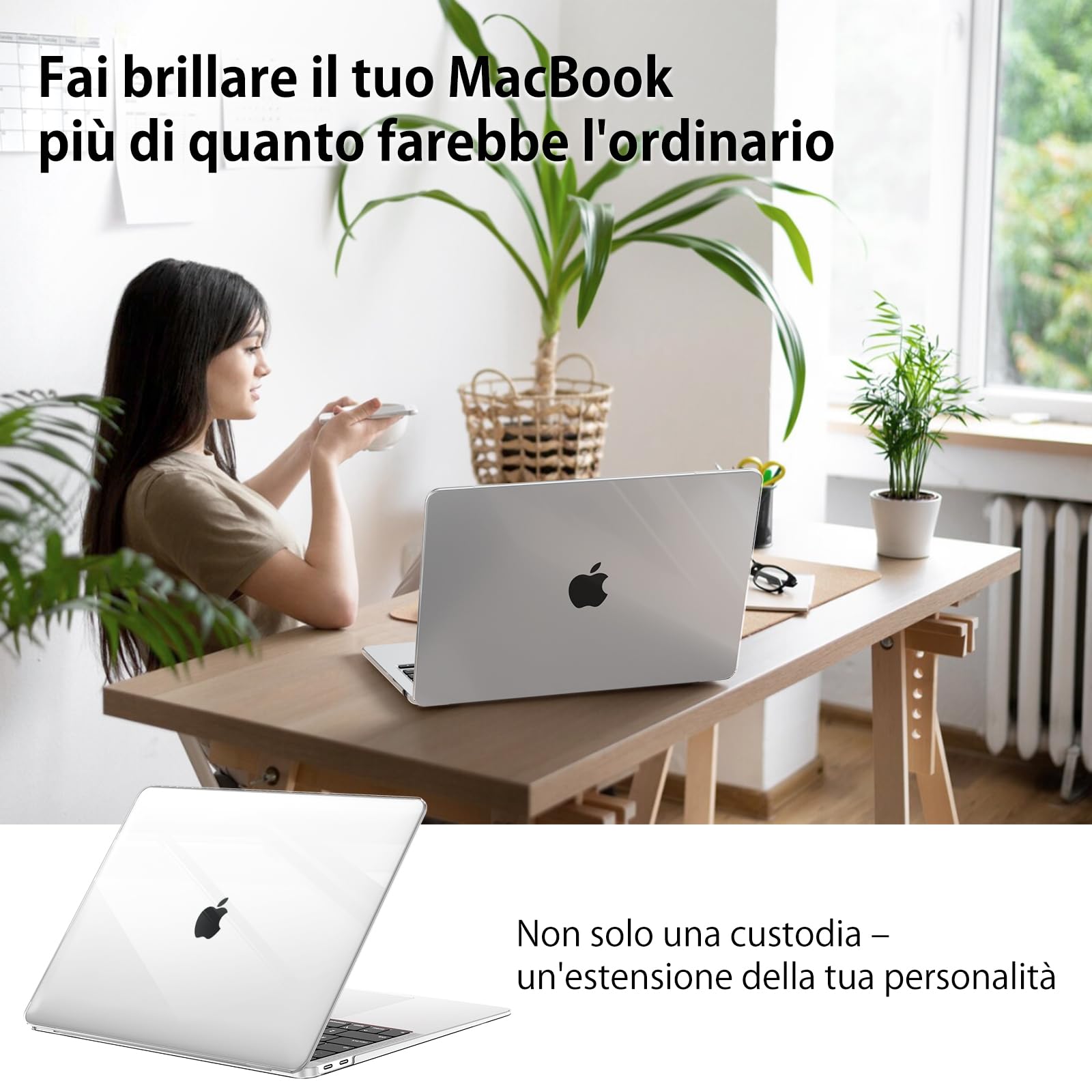 Custodia Protettiva per MacBook Air 13 Pollici Cover 2021 2020 2019 2018 Modello A2337(M1) A2179 A1932, Cristallo Rigide Custodia e Ultra Sottile TPU UE Tastiera Cover (A2337 A2179)