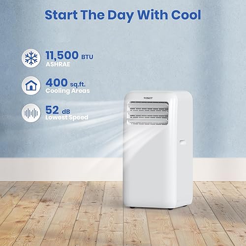 Miniatura 10 de TOSOT Aire acondicionado portátil inteligente Wifi de 14,000 BTU (10,000 BTU SACC) con calentador, potente columpio automático de enfriamiento,