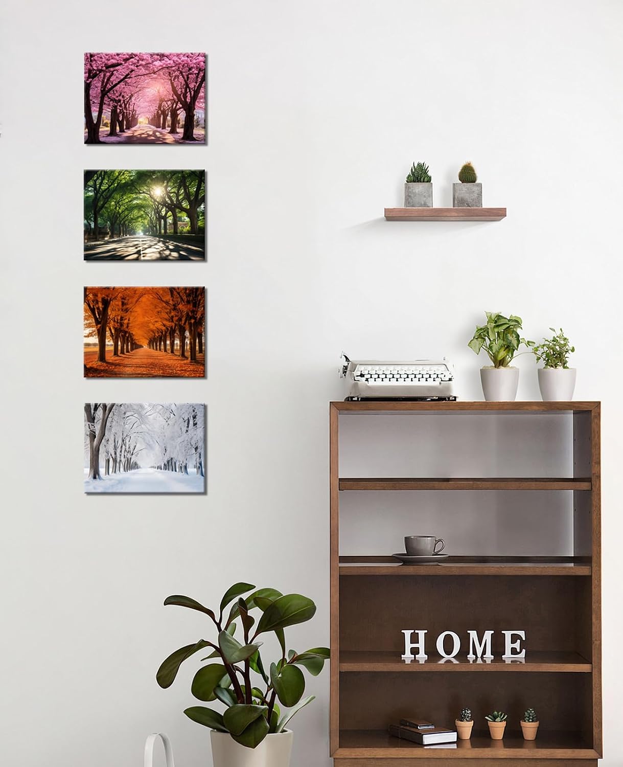 GLOKAKA 4 Seasons Canvas Wall Art Spring Summer Autumn Winter Four Seasons Landscape Colorful Tree Painting Picture Prints Nature Scenery Modern Artwork for Living Room Bedroom (12"x16"x4pcs)