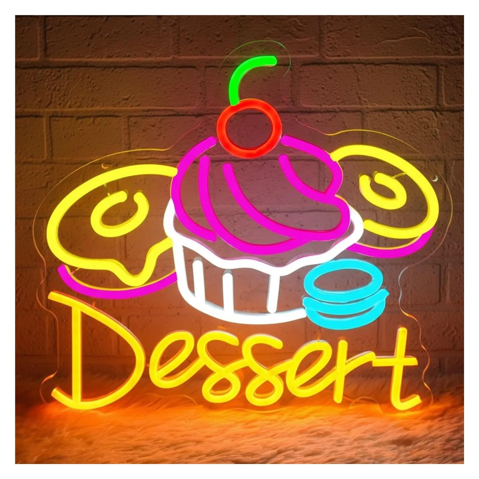 LEMST Signs Lamp Dessert Neon Sign USB Powered Led Light for Bakery Cafe Shop Restaurant Candy Bar Corner Party Bedroom Decorations 33X32cm/12.99×12.6in